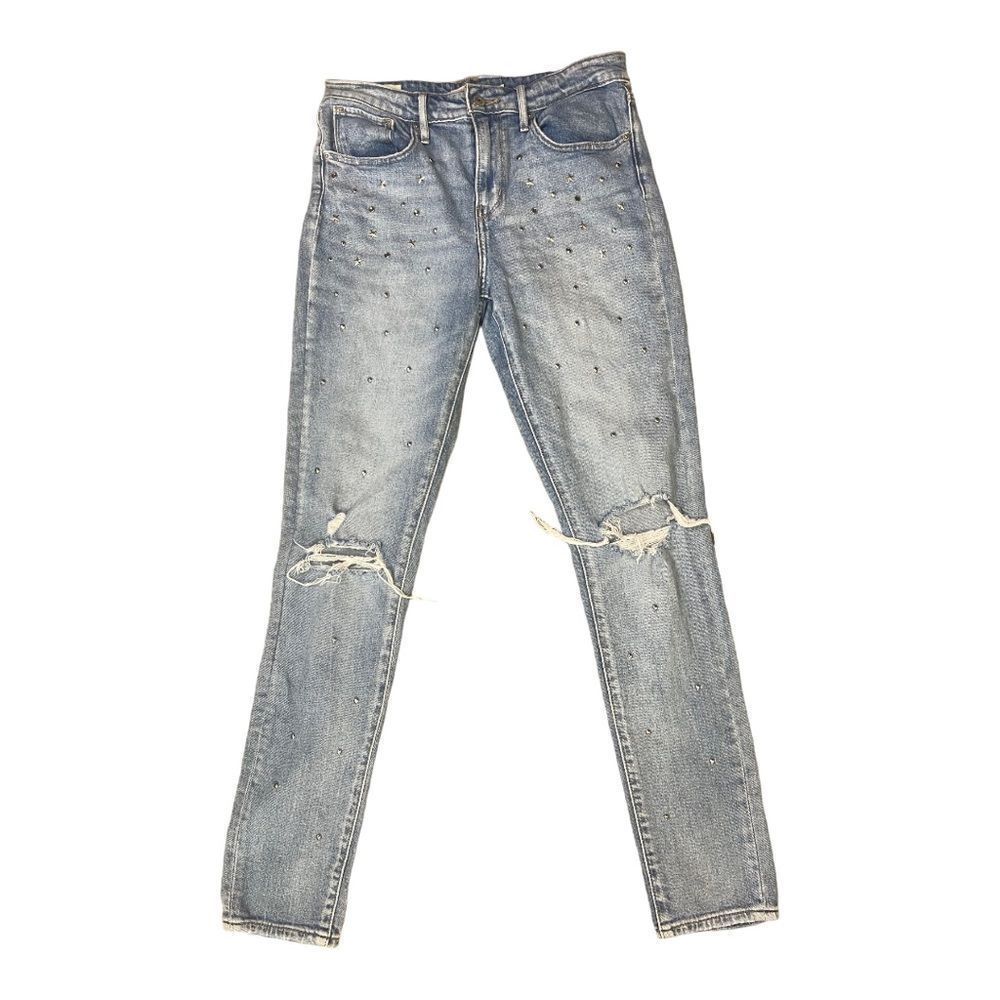 Levis Jeans Women 28 721 High Rise Skinny Blue Star Studded Distressed Jeans
